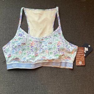 Run in Rabbit strappy pocket bra sugar swizzle w/rabbit & bear print, size L NWT